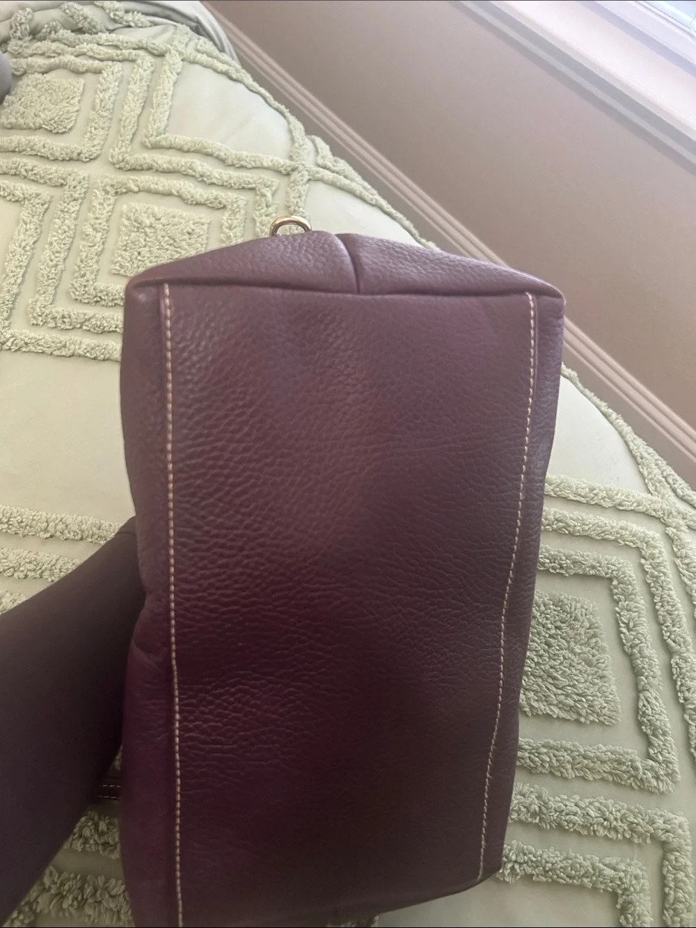 Dooney & Bourne Leather Satchel Handbag - eggplant purple
